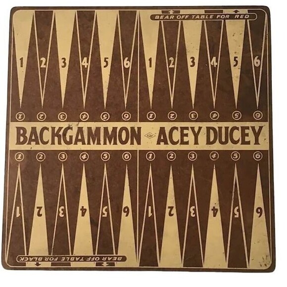 Lowe Backgammon Checkers Acey Ducey Game Board Replacement Vintage Brown Wood - Picture 1 of 7